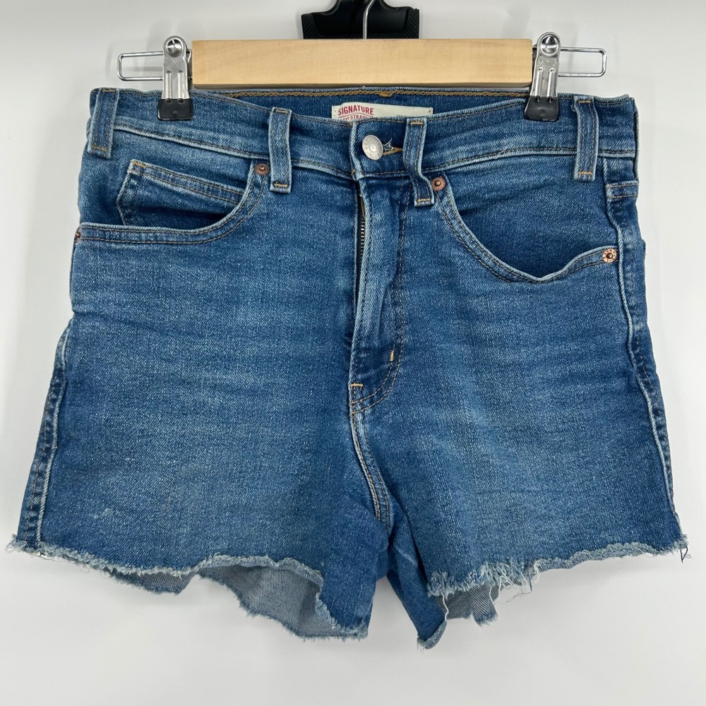 Signature by Levi Strauss Heritage High Rise Blue Denim Cut Off Shorts 4 W27